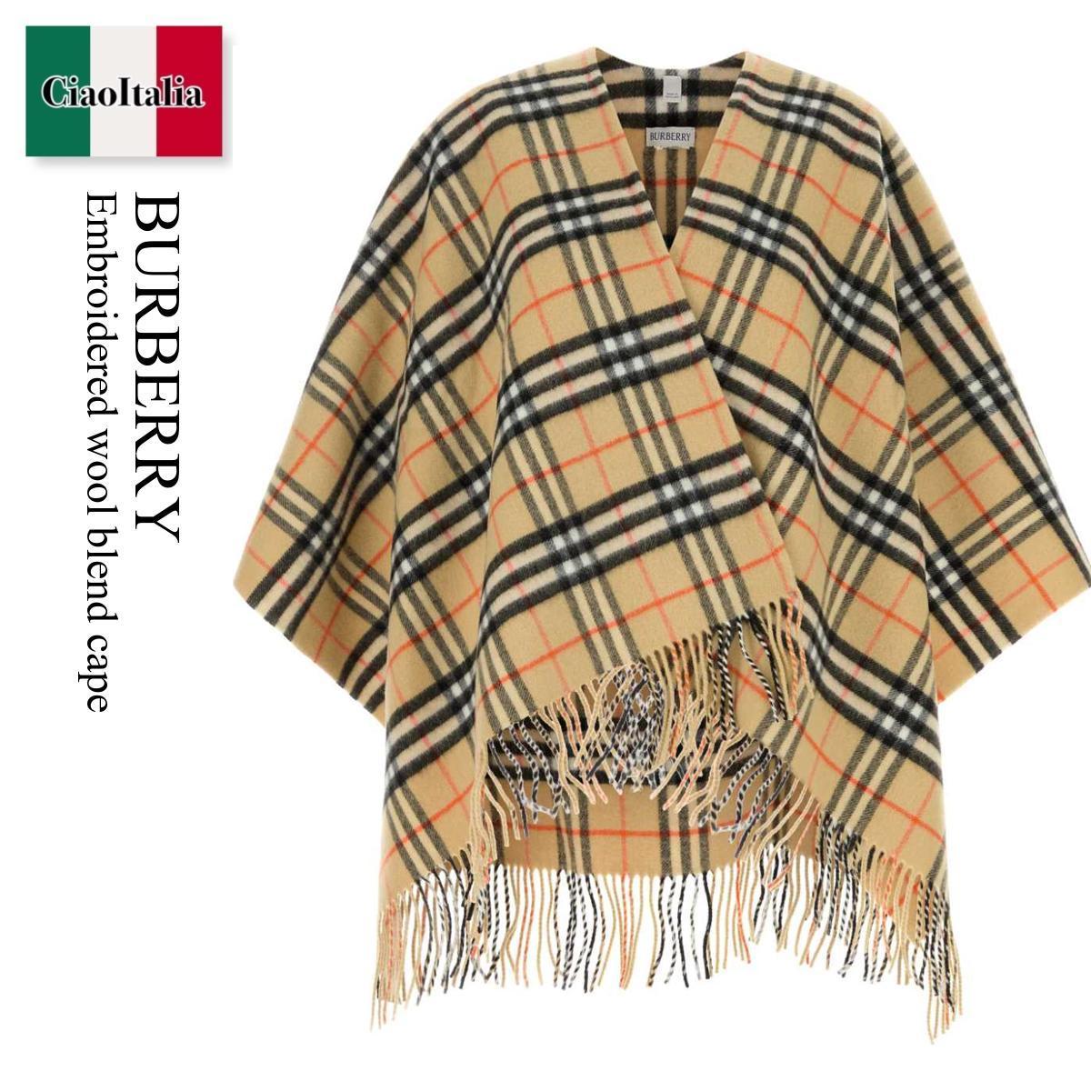 ポンチョ・ケープ Burberry Embroidered Wool Blend Cape