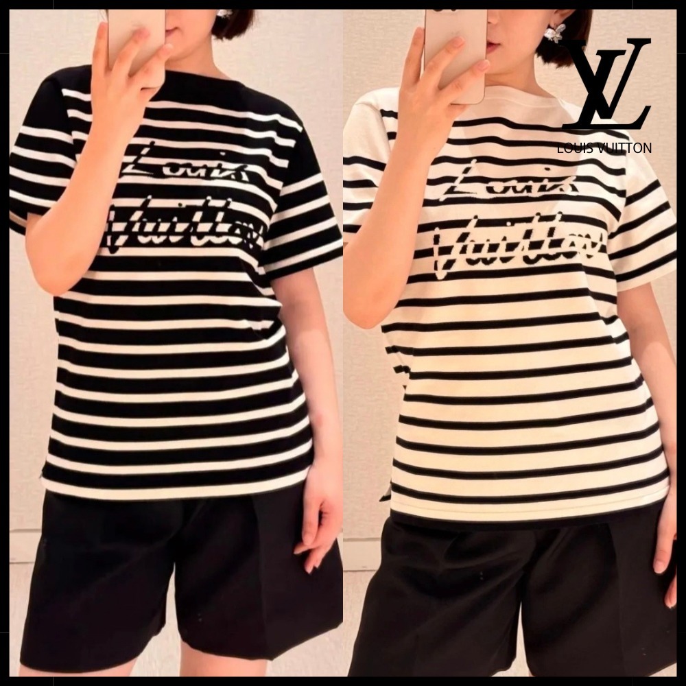 【マリン風♪】Louis Vuitton ストライプ ニットトップ Tシャツ
