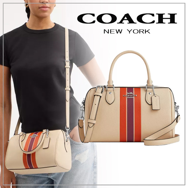 【COACH】コーチ ローアン サッチェル バッグ・ストライプ