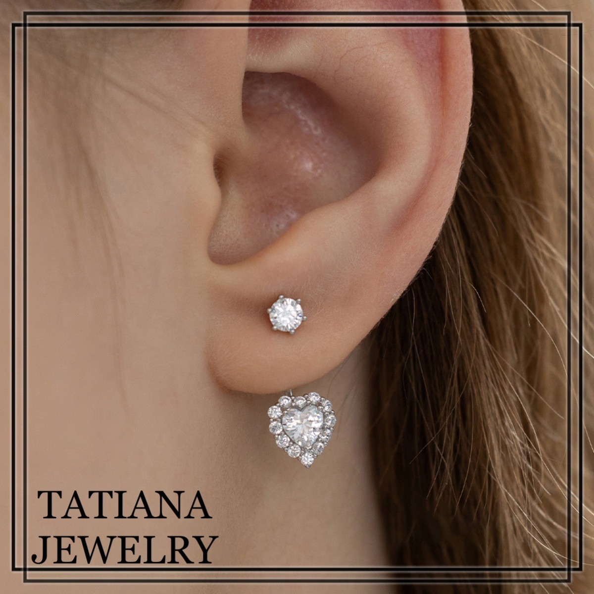 【TATIANA】(Silver925) Dewy Heart EarJacket Earrings ピアス