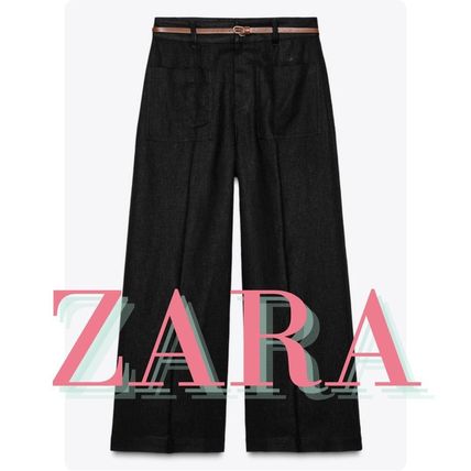 ☆ドイツ発*ZARA*新作*ツータックリネンワイドパンツ/BLACK☆ リネン M ZARA(ザラ) パンツ(レディース) - 海外通販のBUYMA