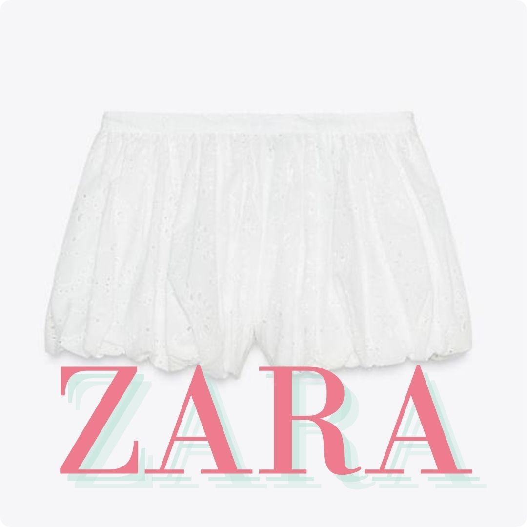 ZARA ZW COLL. バルーンバミューダパンツ、エンブロイダリー入り