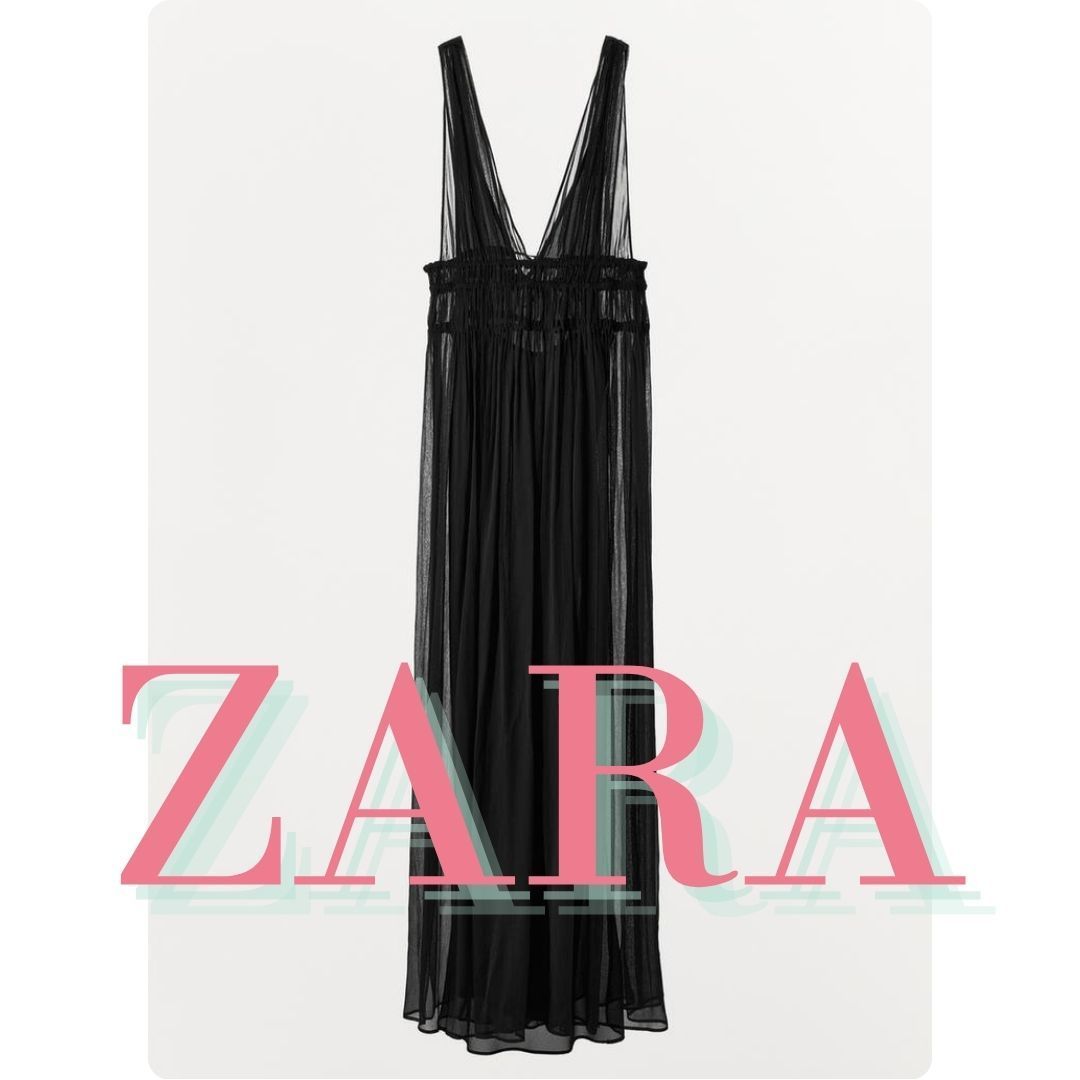 ZARA ジョーゼット ギャザー入りゴムワンピース 1758/533