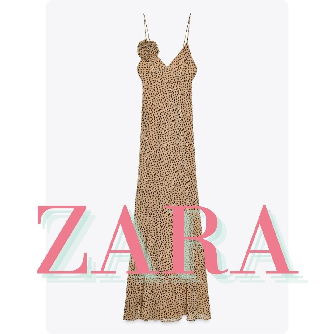 ZARA フラワードット柄ロングワンピース 3675/535