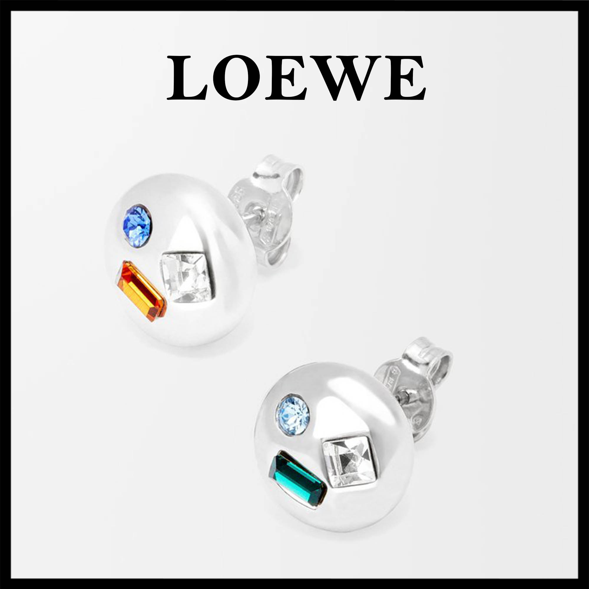 LOEWE直営店 スターリングシルバーのアナグラムペブルイヤリング