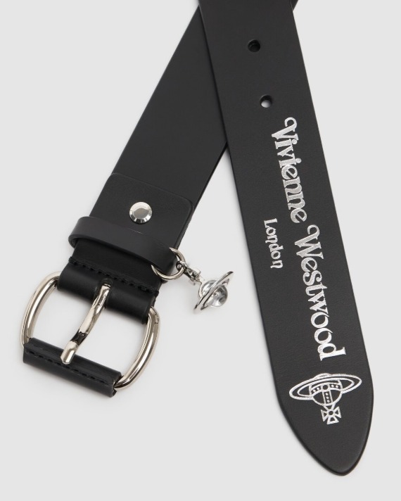 【関税送料込】【Vivienne Westwood】3.5cm Logo leather belt