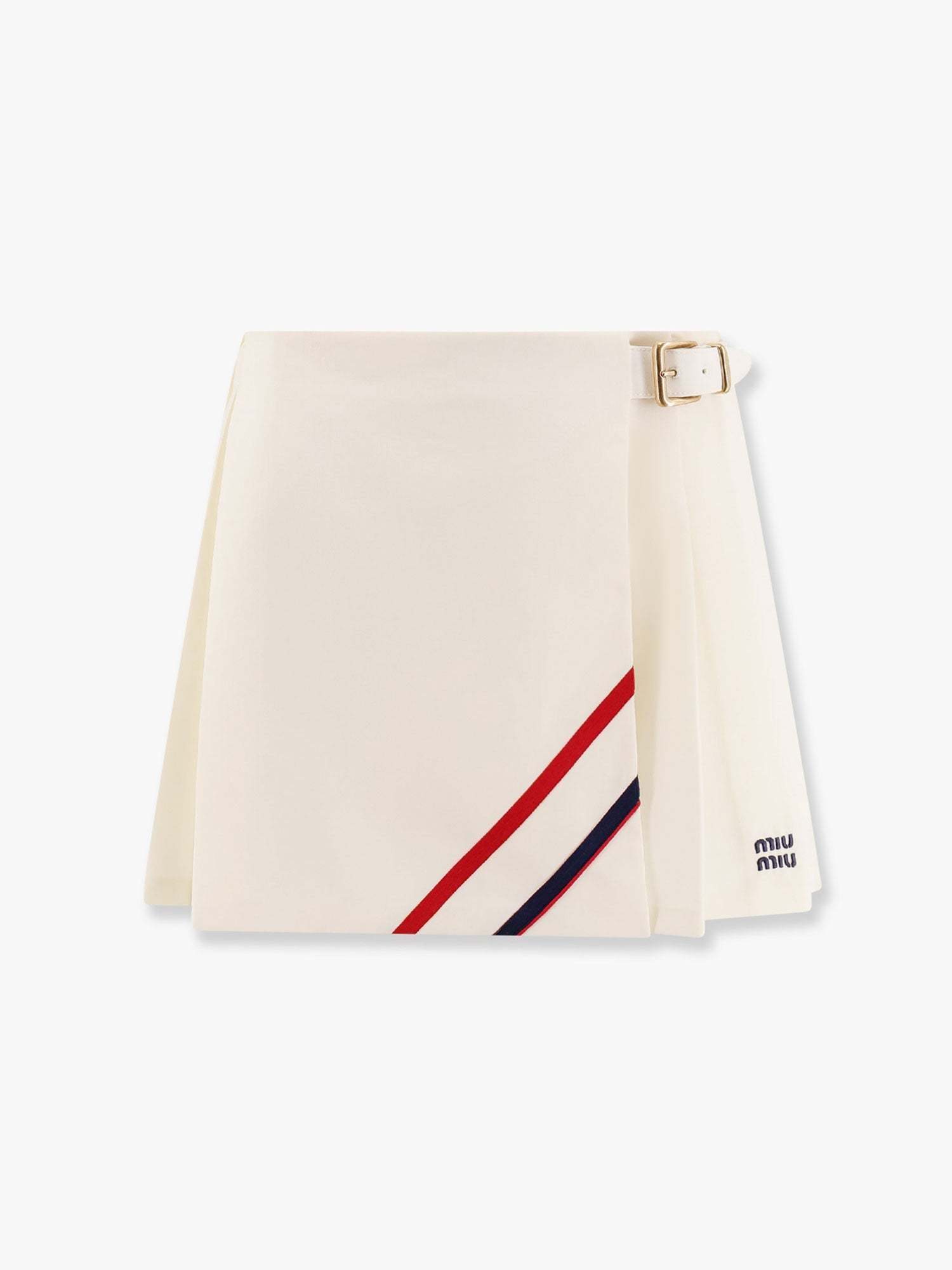 ミニスカート MIU MIU  Plisse wool and mohair skirt