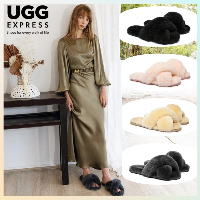◆もこもこ癒し系 ◆UGG EXPRESS Crossover Fluffy Slides Linty