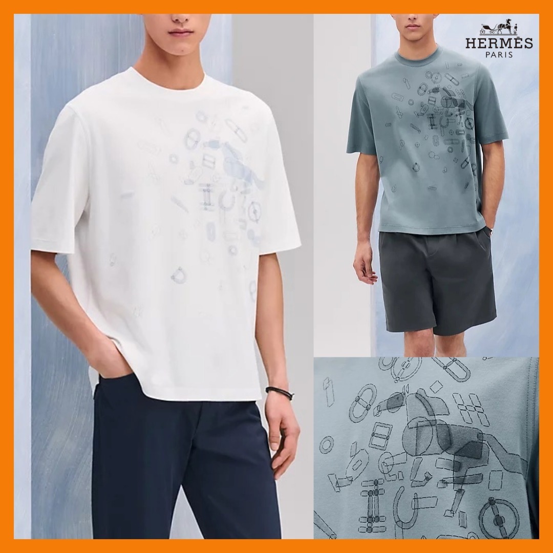【1枚で即お洒落♪】HERMES★Equestrian Fragments Tシャツ