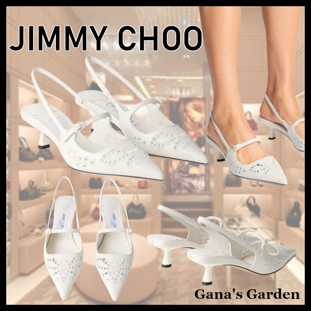 美脚♪【JIMMY CHOO】ラテ サンガロ刺繍入り レザー パンプス