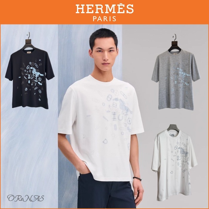 【お洒落なデザイン♪】HERMES Fragments Equestres Tシャツ