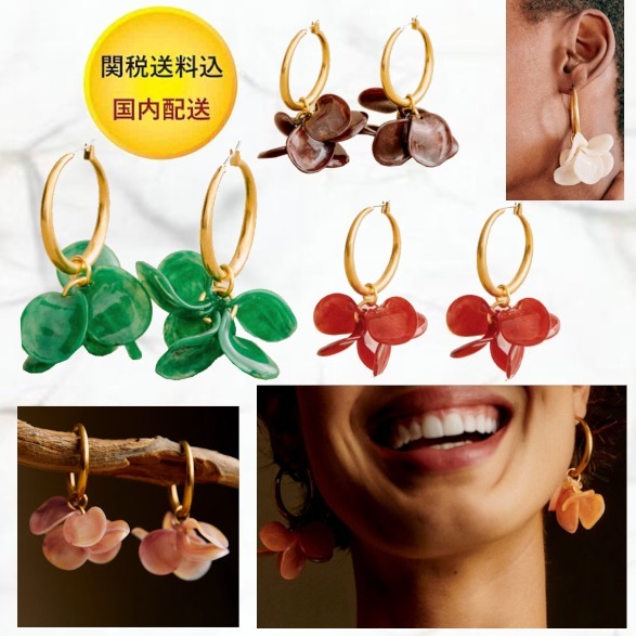 関税送料無【sezane】Floraピアス ゴールドフープピアス
