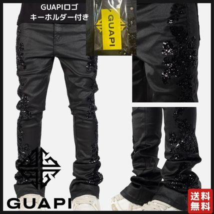 送料無料 日本 ブラック（黒）系 デニム・ジーパン(メンズ GUAPI(グアピ) パンツ