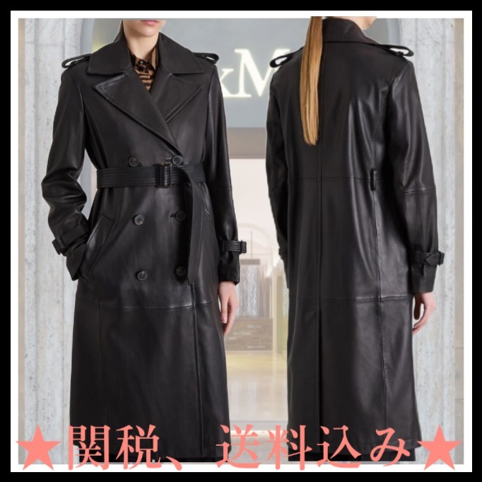 アウトレット★Max Mara Studio★magiaro ラムレザーコート