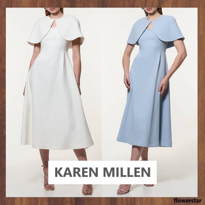【KAREN MILLEN】ケープ テーラード ミディドレス（送料込み)
