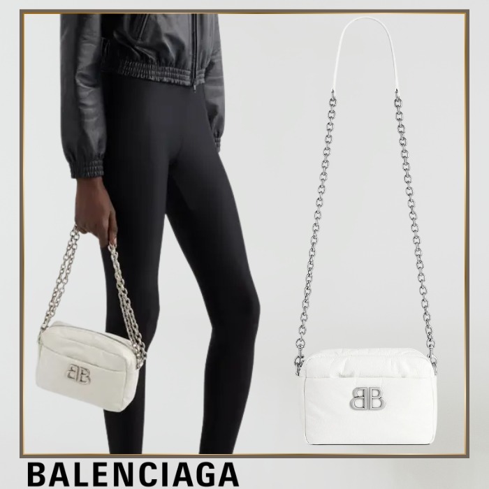 Balenciaga◆カーフスキン*シルバーロゴ*モナコXS カメラバッグ