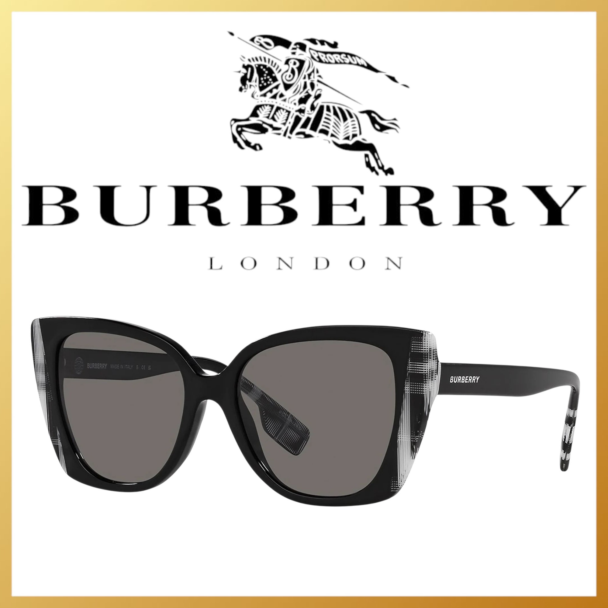 BURBERRY●サングラス Black Check / Polarized Dark Grey 54mm