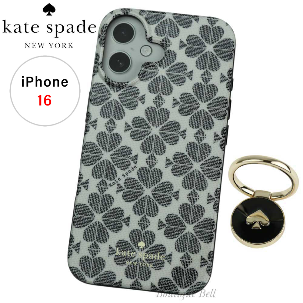国内即発！ケイトスペード スペードフラワー iPhone16ケース BK
