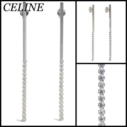 ◆関税込◆【CELINE】クリスタル ロゴ ピアス シルバー シルバー（銀色）系 CELINE(セリーヌ) ピアス(レディース