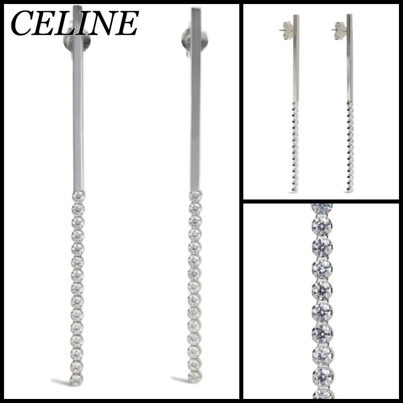 【関税込】新作◆CELINE セリーヌ◆ロゴ クリスタル ピアス