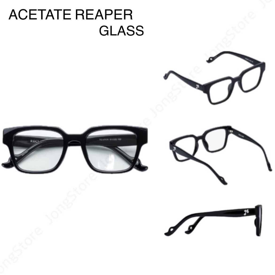 ☆韓国☆［RECLOW］ACETATE REAPER GLASS BLACK YNV ケース付き