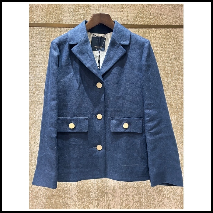 S MAXMARA ピュア リネン シングルブレスト ジャケット EMIRO