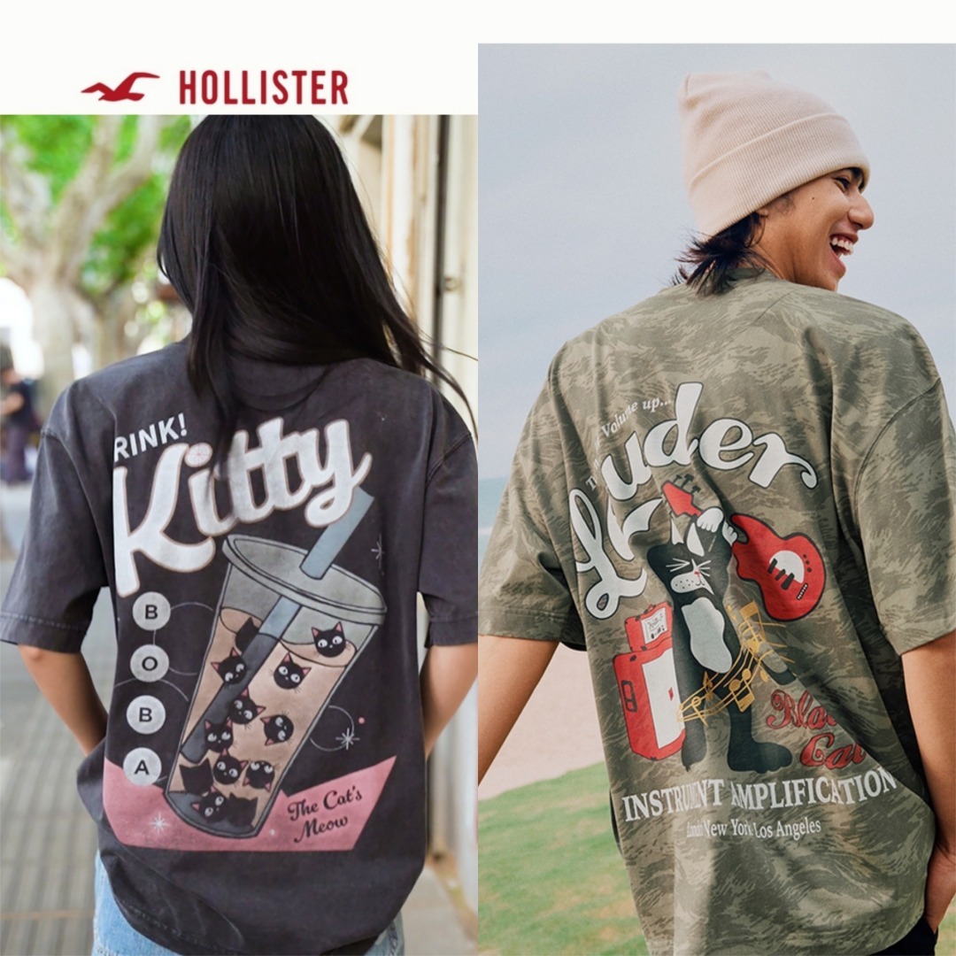 Hollister Co. キャラクターTシャツ 迷彩ペア ユニセックス