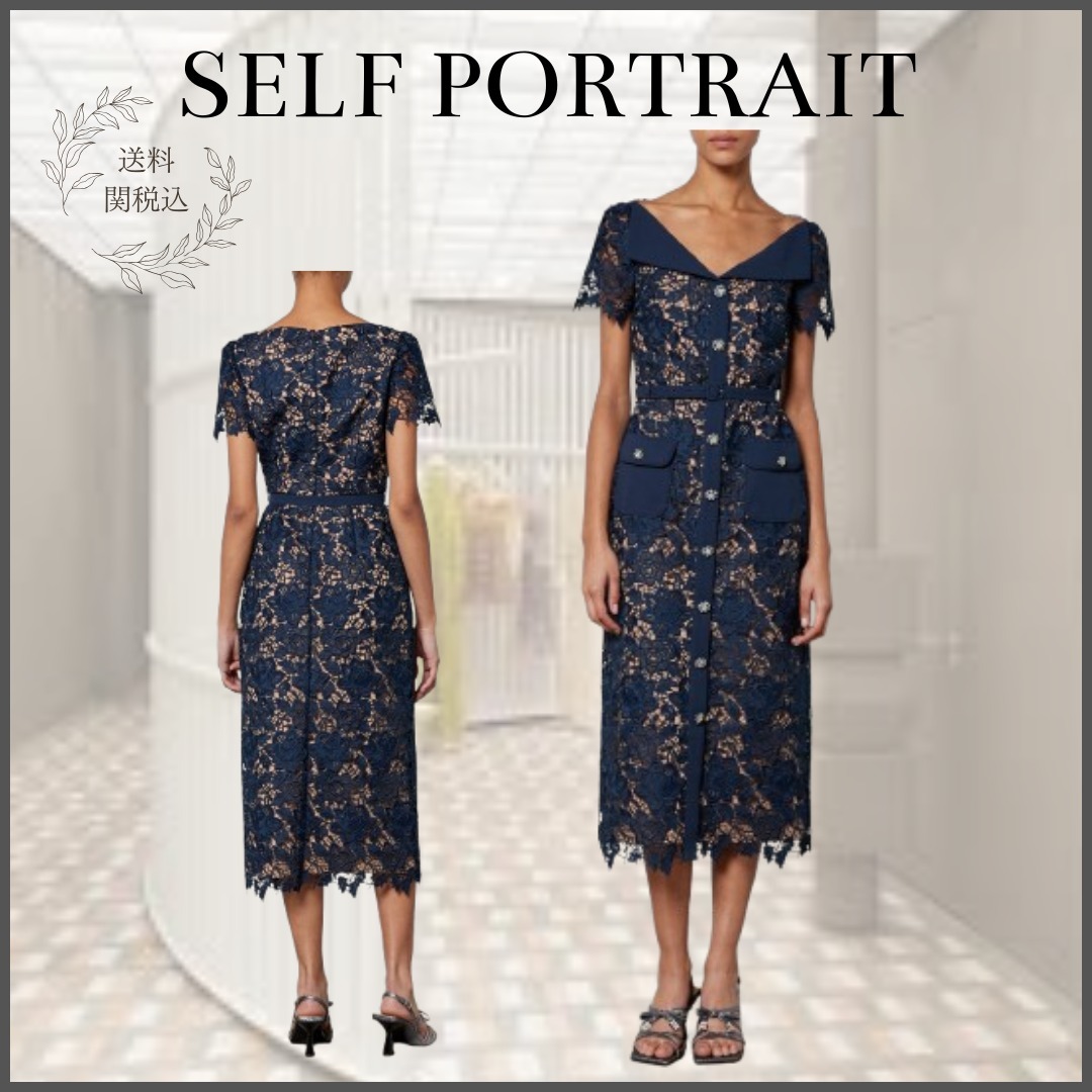 送料関税込☆【SELF PORTRAIT】ギピュールレース ミディドレス