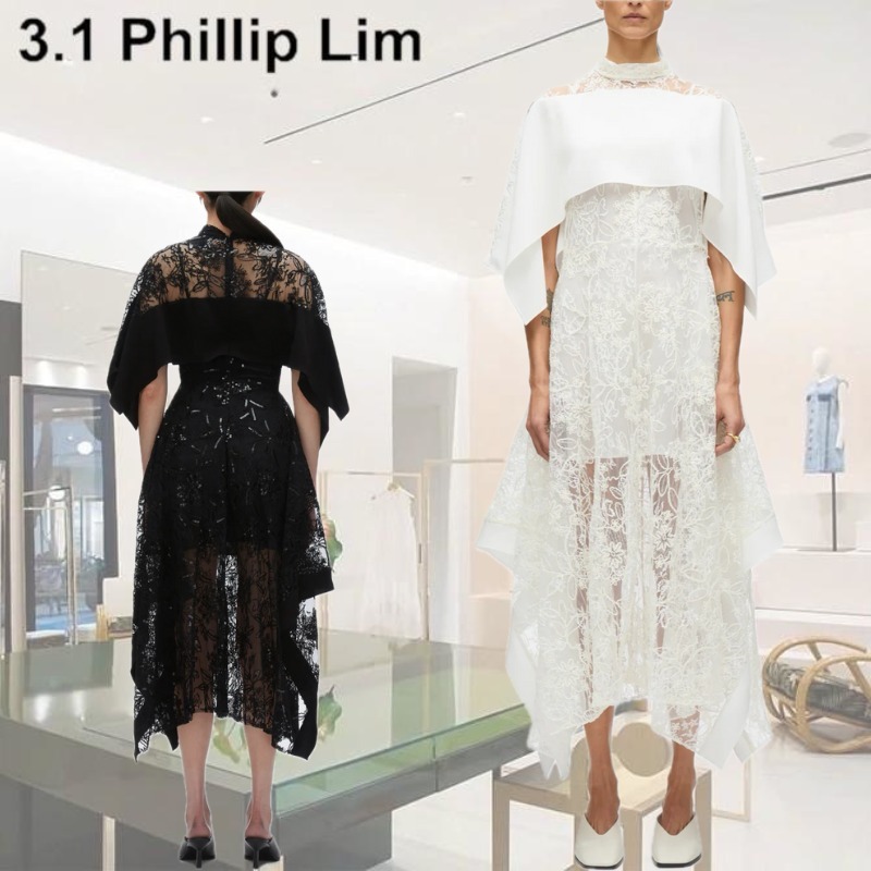 【3.1 Phillip Lim】スパンコールレースフラウンスマキシドレス