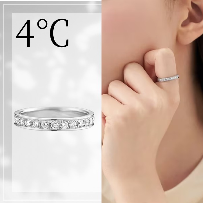 4℃ プラチナ リング ストレートライン ダイヤモンド 重ね着け