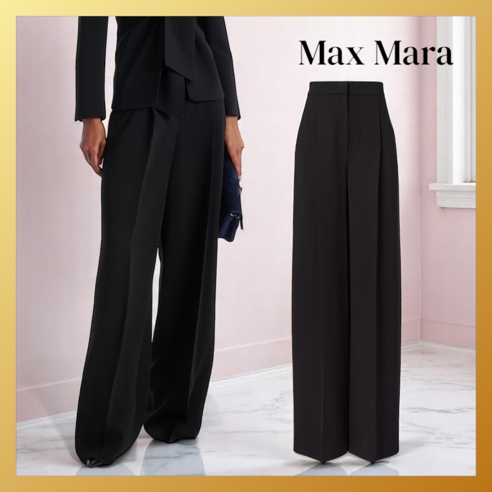 【MAX MARA】Laccato ハイライズ キャディ ワイドレッグパンツ