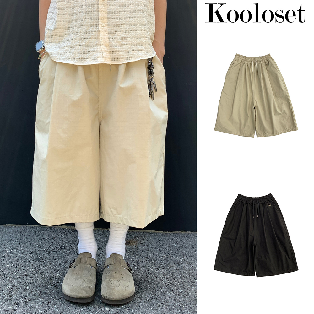 【KOOLOSET】Work D-ring Bermuda Banding Pants