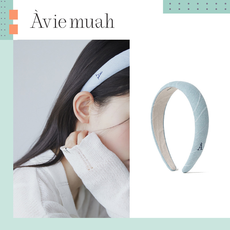 Avie muah ♥ A Logo Denim Volume Headband /追跡付