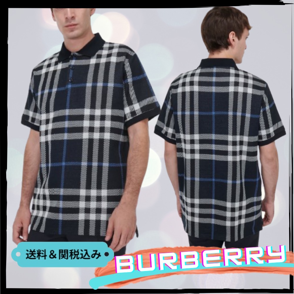 【Burberry】チェック柄 コットンポロシャツ