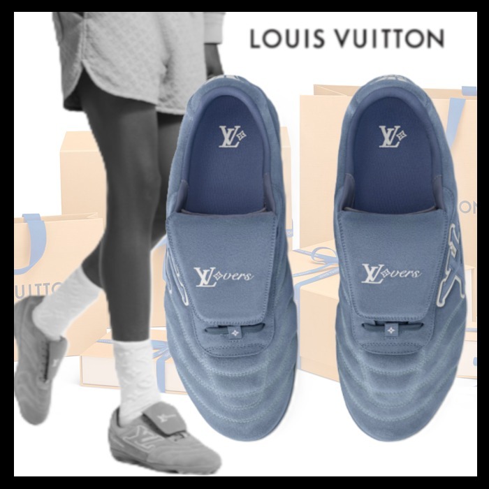 Louis Vuitton《LV フットプリント サッカー》青 スエード 直営