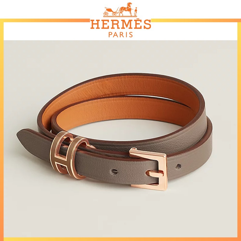 【高級感たっぷり】HERMES ドゥブルトゥール レザーブレスレット