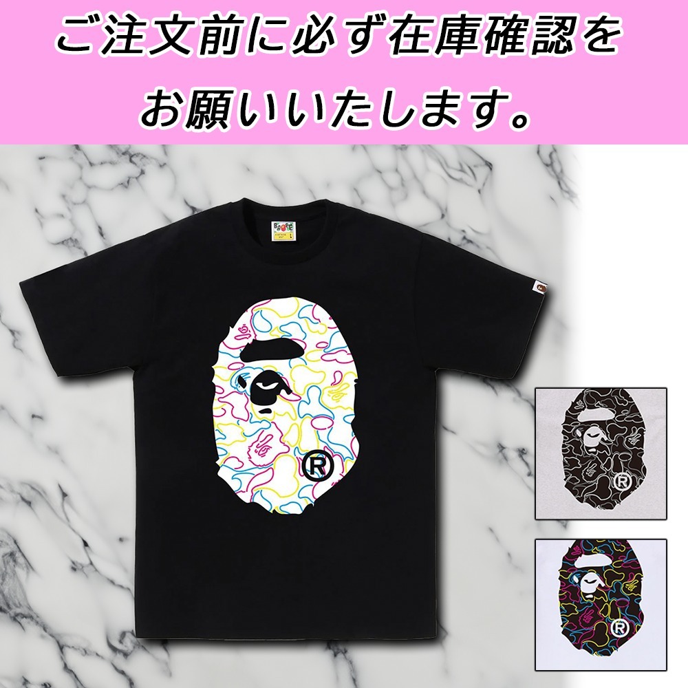 国内配送★A BATHING APE★ネオンカモ柄 BIG APE HEAD TEE 3色