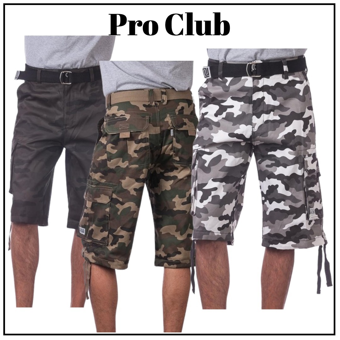 【Pro Club】ベルト付き コットンツイル カーゴショーツ