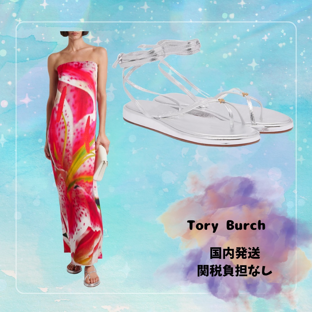 ◆Tory Burch◆カプリメタリックレザートングサンダル