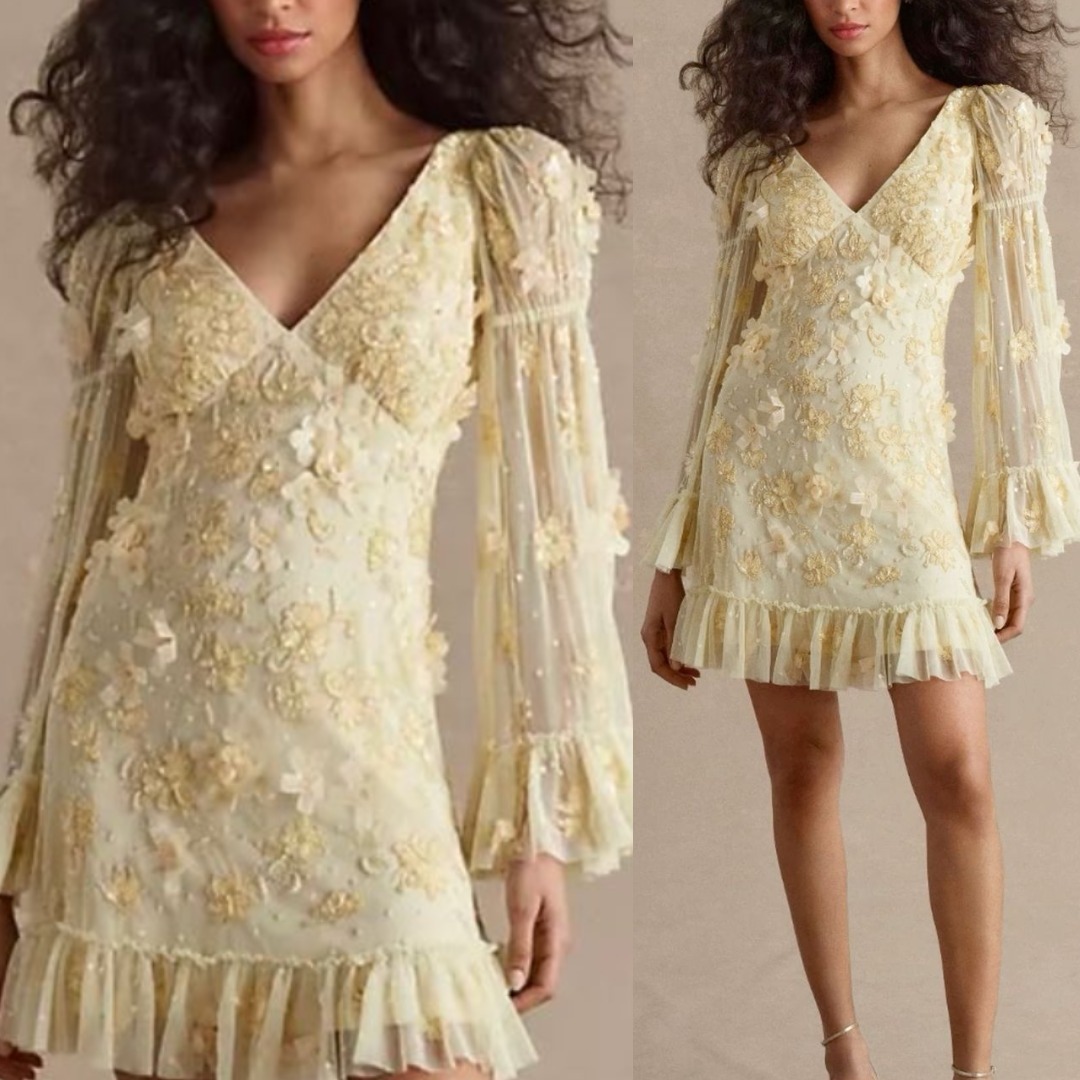 【MAC DUGGAL】関税込★フローラルシフォンドレス