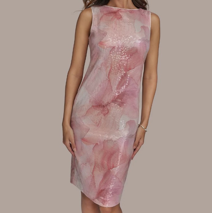 【Donna Karan New York】Sequin Sleeveless Sheath Dress