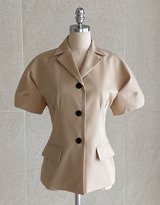 【I AM MARI】Kane Puff Collar Short Sleeve Jacket