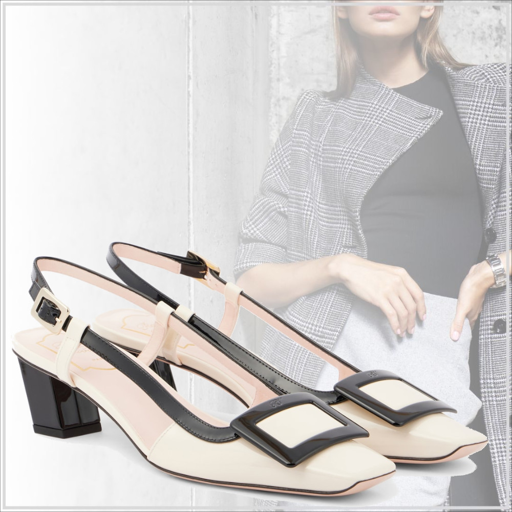 洗練【Roger Vivier】パテントレザー スリングバック パンプス