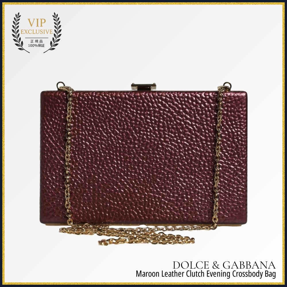 【VIP価格】DOLCE & GABBANA Maroon Leather Crossbody Bag