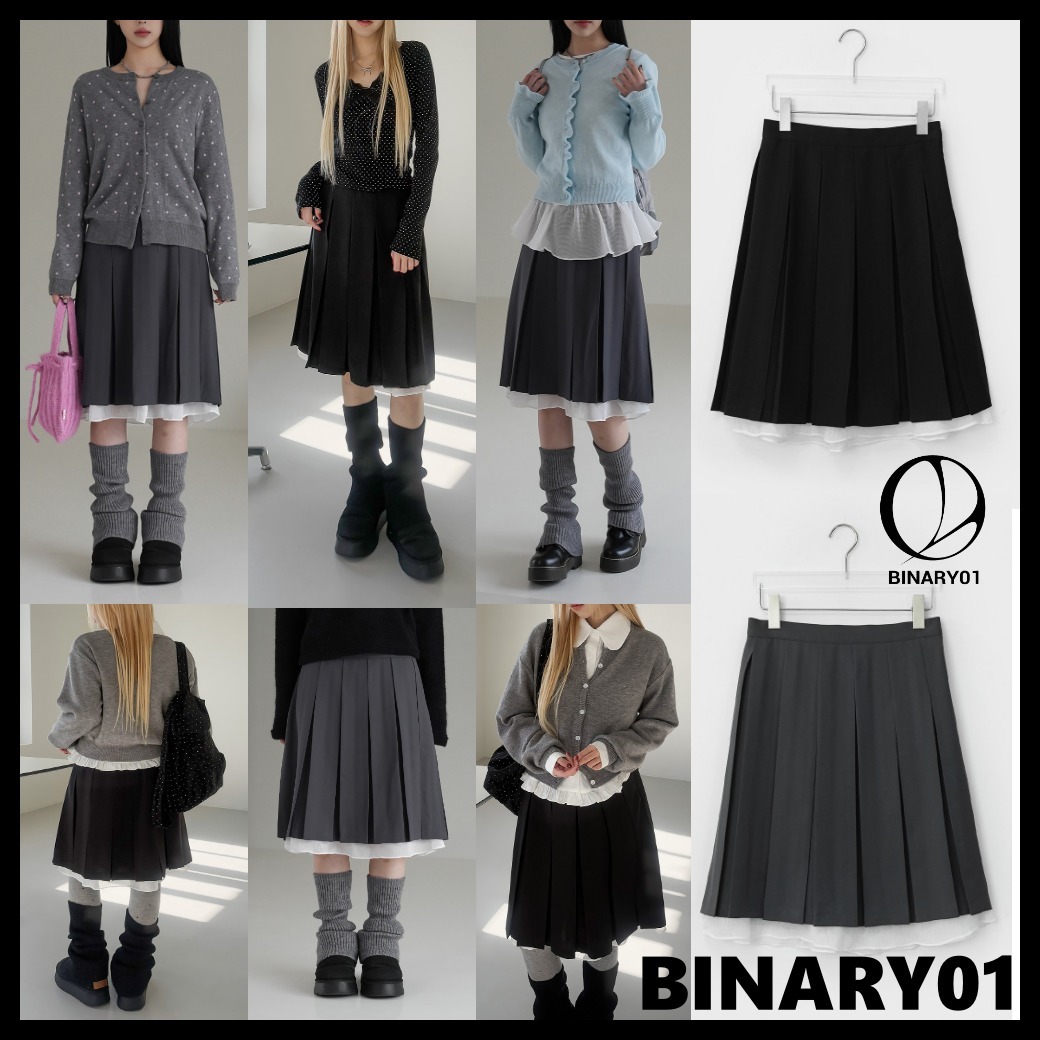 ★早期完売★Binary01★プリーツ レイヤード スカート★大人気★