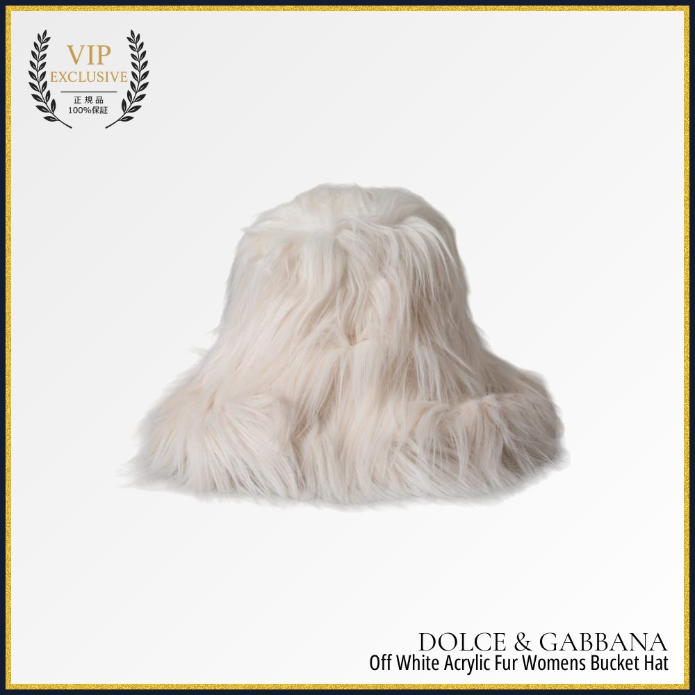 【VIP価格】DOLCE & GABBANA Off White Fur Bucket Hat