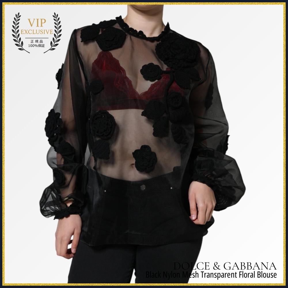 【VIP価格】DOLCE & GABBANA Floral Mesh Blouse
