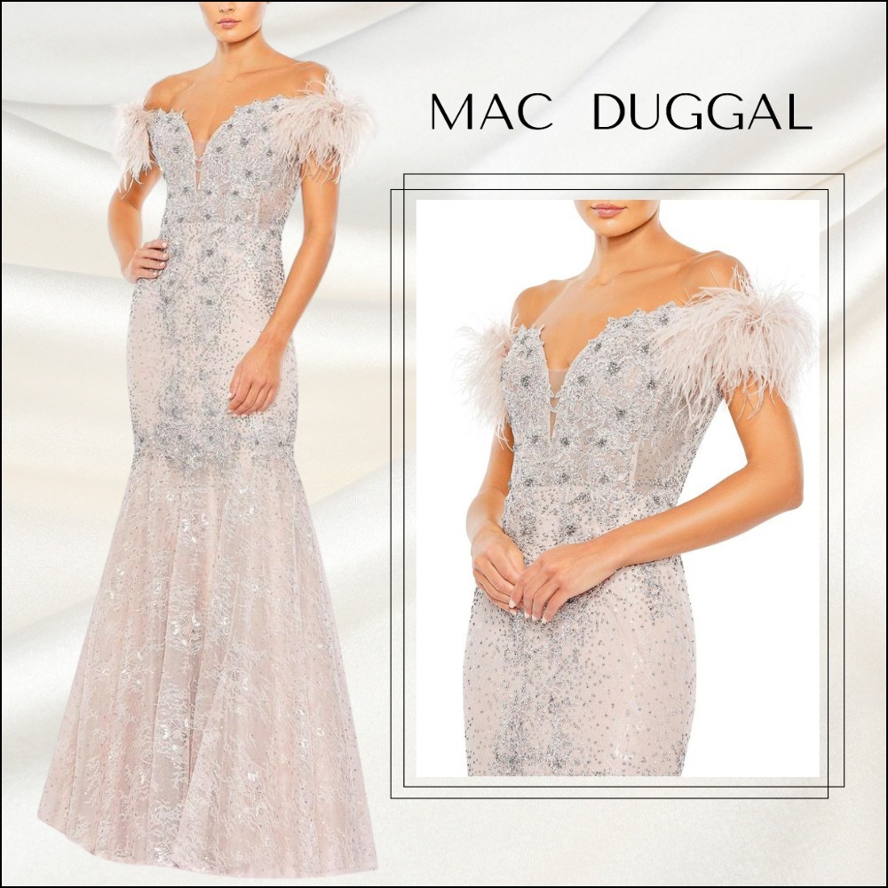 関税送料込【MAC DUGGAL】ロング ドレス オフショルダー ピンク
