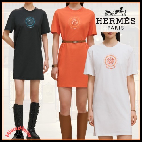 【上品シンプル♪】HERMES★プリントマキシドレス