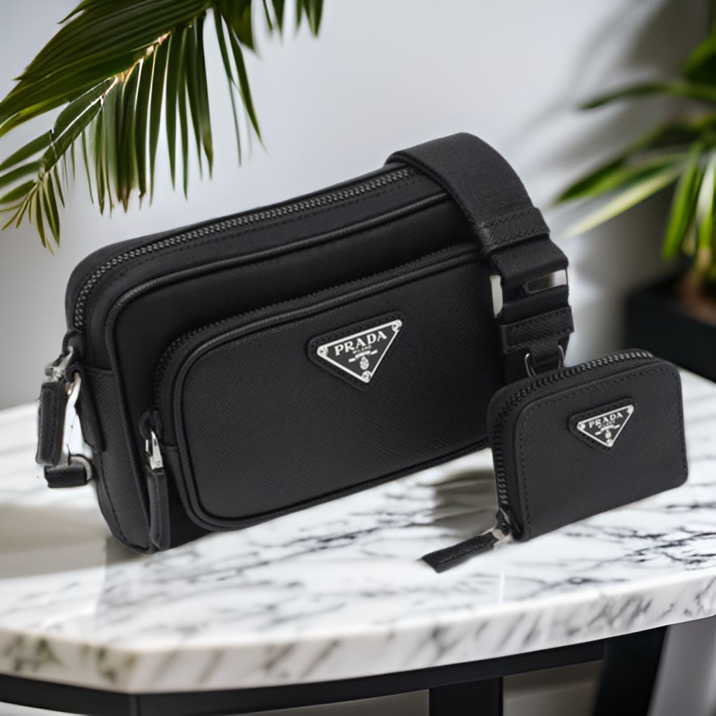 関税無料！【PRADA】プラダ Re-Nylon×レザー ショルダーバッグ